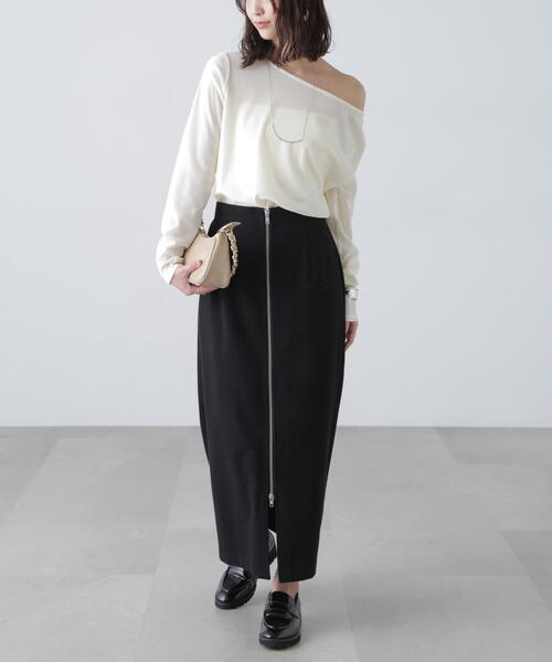 FREE'S MART（フリーズマート）の「[MFM]フロントジップストレートスカート（スカート・レディース・ブラック/グレー・SMALL/MEDIUM）」の16枚目の写真