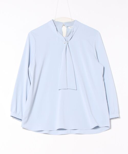 m.f.editorial（エムエフエディトリアル）の「【ストレッチ　マシンウォッシャブル】m.f.エディトリアル レディース パールボウタイ 8分袖プルオーバーブラウス（シャツ/ブラウス・レディース・サックスブルー/ホワイト/ライトグレー・MEDIUM/LARGE）」の22枚目の写真
