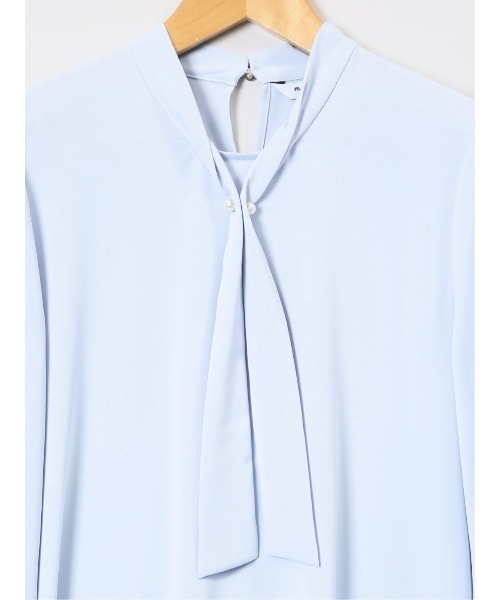 m.f.editorial（エムエフエディトリアル）の「【ストレッチ　マシンウォッシャブル】m.f.エディトリアル レディース パールボウタイ 8分袖プルオーバーブラウス（シャツ/ブラウス・レディース・サックスブルー/ホワイト/ライトグレー・MEDIUM/LARGE）」の19枚目の写真