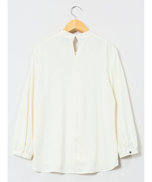 m.f.editorial（エムエフエディトリアル）の「【ストレッチ　マシンウォッシャブル】m.f.エディトリアル レディース パールボウタイ 8分袖プルオーバーブラウス（シャツ/ブラウス・レディース・サックスブルー/ホワイト/ライトグレー・MEDIUM/LARGE）」の14枚目の写真