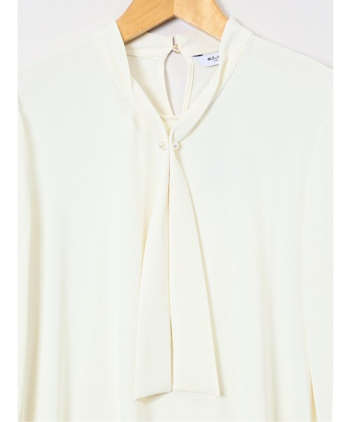 m.f.editorial（エムエフエディトリアル）の「【ストレッチ　マシンウォッシャブル】m.f.エディトリアル レディース パールボウタイ 8分袖プルオーバーブラウス（シャツ/ブラウス・レディース・サックスブルー/ホワイト/ライトグレー・MEDIUM/LARGE）」の13枚目の写真