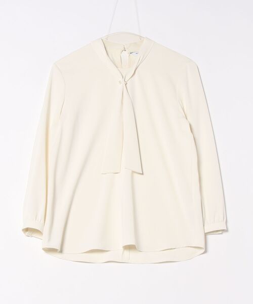 m.f.editorial（エムエフエディトリアル）の「【ストレッチ　マシンウォッシャブル】m.f.エディトリアル レディース パールボウタイ 8分袖プルオーバーブラウス（シャツ/ブラウス・レディース・サックスブルー/ホワイト/ライトグレー・MEDIUM/LARGE）」の15枚目の写真