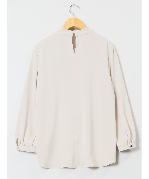 m.f.editorial（エムエフエディトリアル）の「【ストレッチ　マシンウォッシャブル】m.f.エディトリアル レディース パールボウタイ 8分袖プルオーバーブラウス（シャツ/ブラウス・レディース・サックスブルー/ホワイト/ライトグレー・MEDIUM/LARGE）」の8枚目の写真