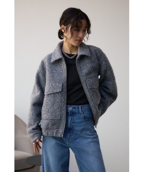 AZUL by moussy(アズールバイマウジー)の「ブークレビッグポケットコート(ブルゾン・レディース・ブルー/杢グレー・SMALL/MEDIUM)」の9枚目の写真
