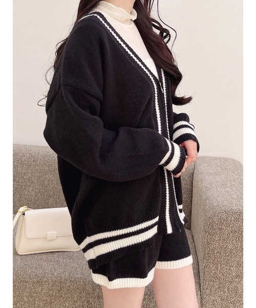 MIIA(ミーア)の「ラインジップニットセットアップ(セットアップ・レディース・ブラック/オフホワイト/グレー・FREE)」の17枚目の写真