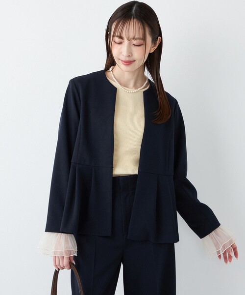 SHIPS Colors:ストレッチ ジョーゼット ペプラム ジャケット