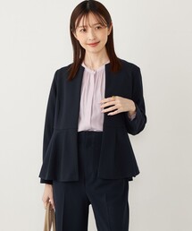 SHIPS Colors:ストレッチ ジョーゼット ペプラム ジャケット(セットアップ対応可能)◇