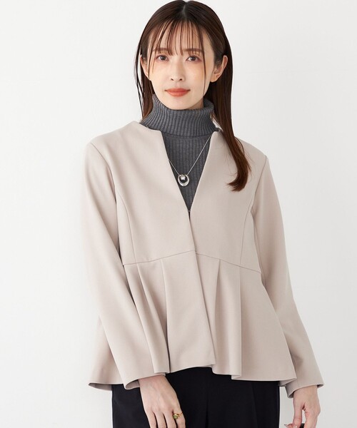 SHIPS Colors:ストレッチ ジョーゼット ペプラム ジャケット