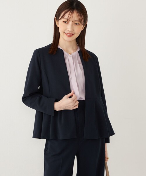 emdot エムドット ペプラムジャケット SHIPS Colors:ストレッチ ジョーゼット ペプラム ジャケット