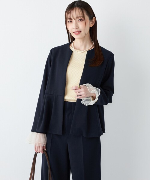 SHIPS Colors:ストレッチ ジョーゼット ペプラム ジャケット