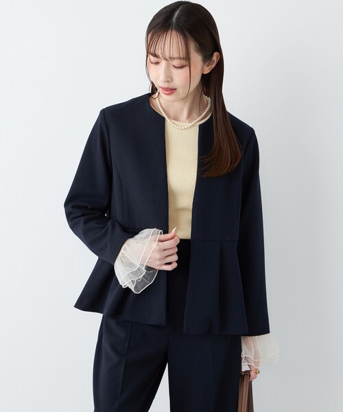 SHIPS Colors:ストレッチ ジョーゼット ペプラム ジャケット