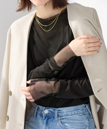 Viola e Viola（ヴィオラエヴィオラ）の「程よい透け感大人シアー素材切替トップス（Tシャツ/カットソー）」