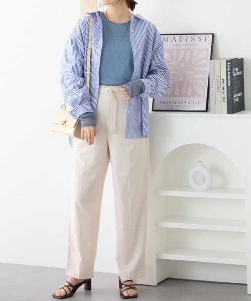 Viola e Viola(ヴィオラエヴィオラ)の「程よい透け感大人シアー素材切替トップス(Tシャツ/カットソー・レディース・ブラック/ホワイト/ブルー・3L/LL/L/M)」の19枚目の写真