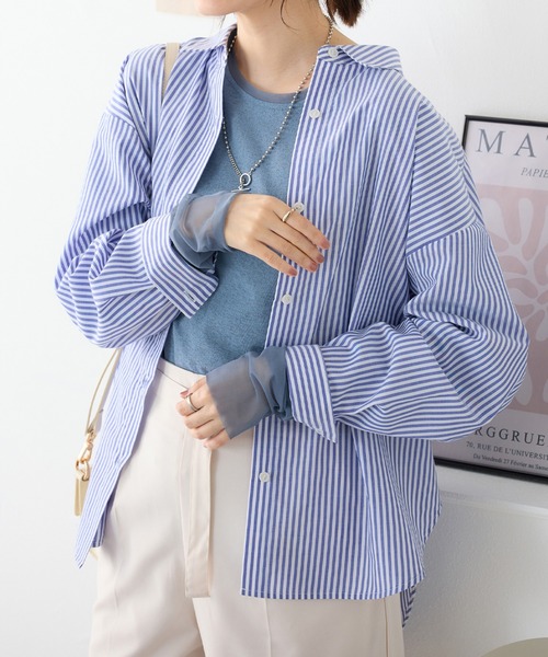 Viola e Viola(ヴィオラエヴィオラ)の「程よい透け感大人シアー素材切替トップス(Tシャツ/カットソー・レディース・ブラック/ホワイト/ブルー・3L/LL/L/M)」の20枚目の写真