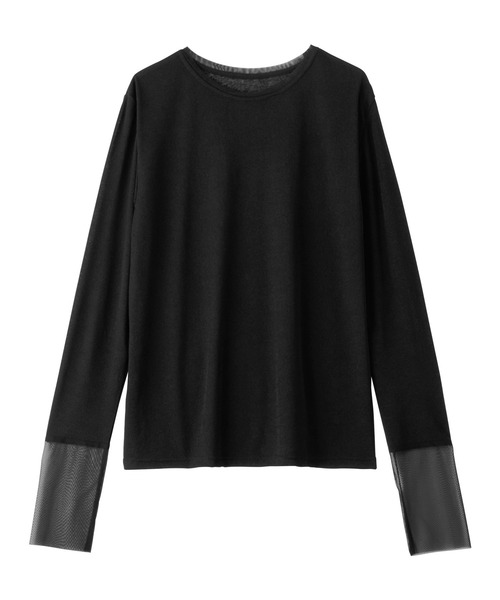 Viola e Viola(ヴィオラエヴィオラ)の「程よい透け感大人シアー素材切替トップス(Tシャツ/カットソー・レディース・ブラック/ホワイト/ブルー・3L/LL/L/M)」の8枚目の写真