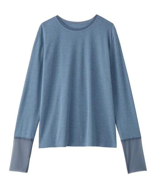 Viola e Viola(ヴィオラエヴィオラ)の「程よい透け感大人シアー素材切替トップス(Tシャツ/カットソー・レディース・ブラック/ホワイト/ブルー・3L/LL/L/M)」の9枚目の写真
