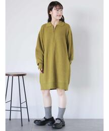 ◎襟付きハーフジップビッグニット