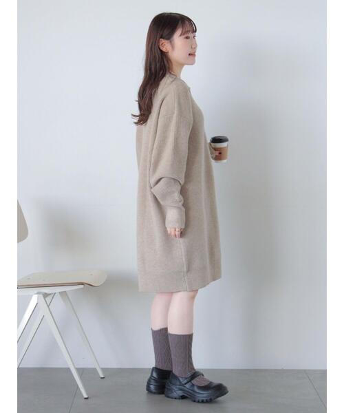 ehka sopo（エヘカソポ）の「◎襟付きハーフジップビッグニット（ニット/セーター・レディース・グレー/グリーン/ベージュ・F）」の5枚目の写真