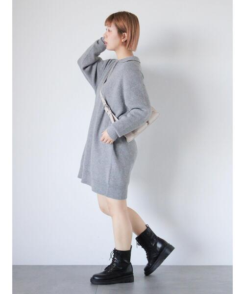 ehka sopo（エヘカソポ）の「◎襟付きハーフジップビッグニット（ニット/セーター・レディース・グレー/グリーン/ベージュ・F）」の10枚目の写真