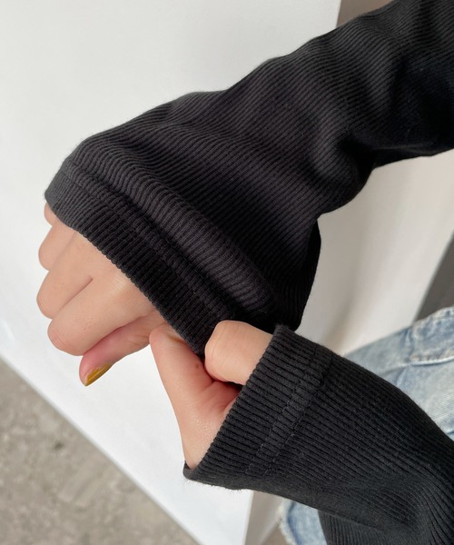 WEGO(ウィゴー)の「WEGO/【25年春夏新作】ヴィンテージライクレースアップトップス(Tシャツ/カットソー・レディース・スミクロ/ブラック・FREE)」の11枚目の写真