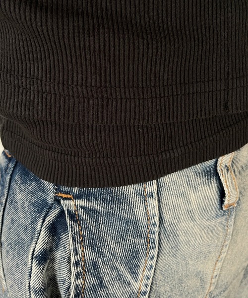 WEGO(ウィゴー)の「WEGO/【25年春夏新作】ヴィンテージライクレースアップトップス(Tシャツ/カットソー・レディース・スミクロ/ブラック・FREE)」の13枚目の写真