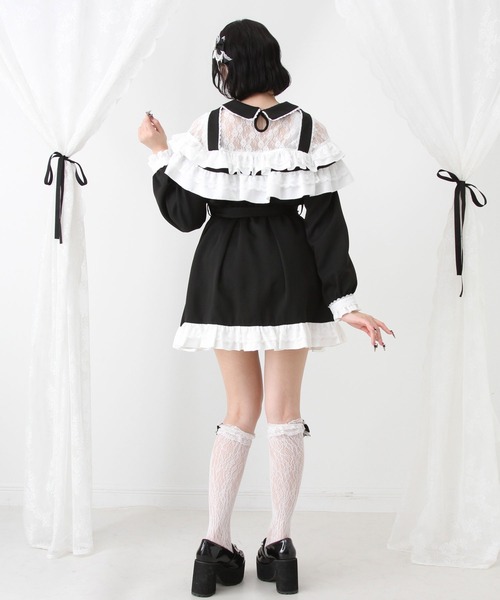 DearMyLove(ディアマイラブ)の「2段フリルリボンワンピース(ワンピース・レディース・パープル/ホワイト×ブルー/ブラック/ホワイト×ピンク・SMALL/MEDIUM/LARGE/LL/3L)」の18枚目の写真