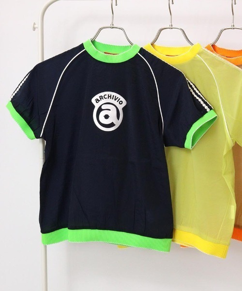 archivio(アルチビオ)の「<LADIES>シアー半袖プルオーバー(Tシャツ/カットソー・レディース・ネイビー/キャメル/ライトグリーン・S/M/L)」の3枚目の写真