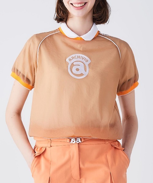 archivio(アルチビオ)の「<LADIES>シアー半袖プルオーバー(Tシャツ/カットソー・レディース・ネイビー/キャメル/ライトグリーン・S/M/L)」の14枚目の写真