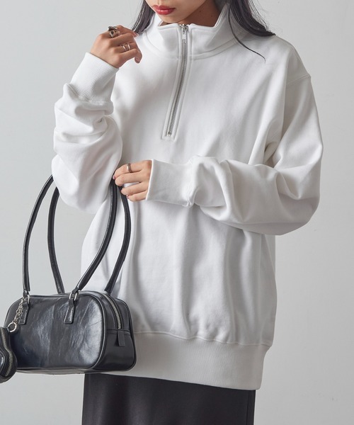 セール】【Cross＆Stitch】レギュラーウェイトハーフジップスウェット