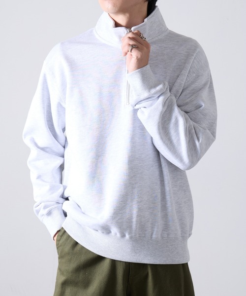 セール】【Cross＆Stitch】レギュラーウェイトハーフジップスウェット