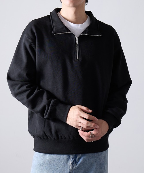 セール】【Cross＆Stitch】レギュラーウェイトハーフジップスウェット