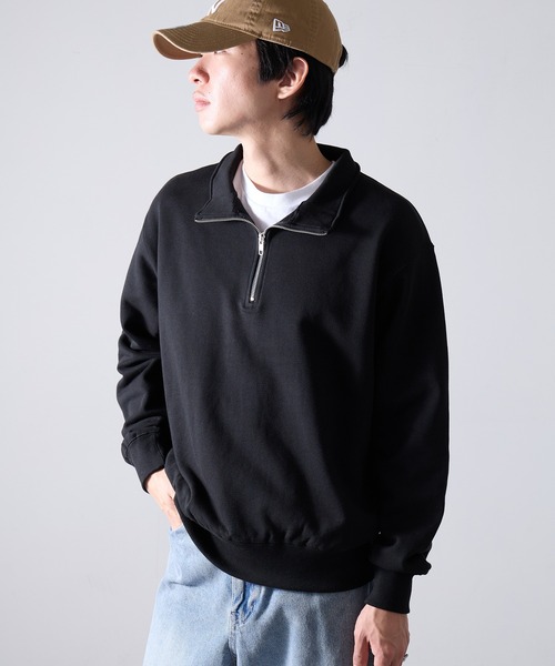 セール】【Cross＆Stitch】レギュラーウェイトハーフジップスウェット