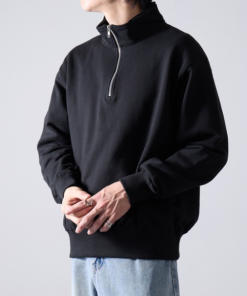 セール】【Cross＆Stitch】レギュラーウェイトハーフジップスウェット