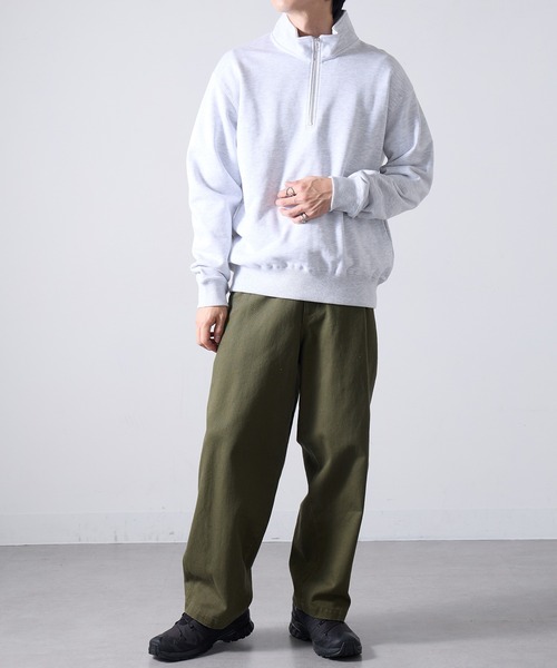 セール】【Cross＆Stitch】レギュラーウェイトハーフジップスウェット