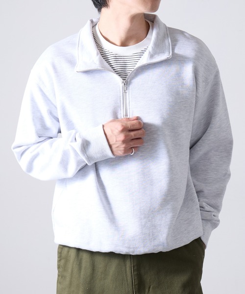 セール】【Cross＆Stitch】レギュラーウェイトハーフジップスウェット