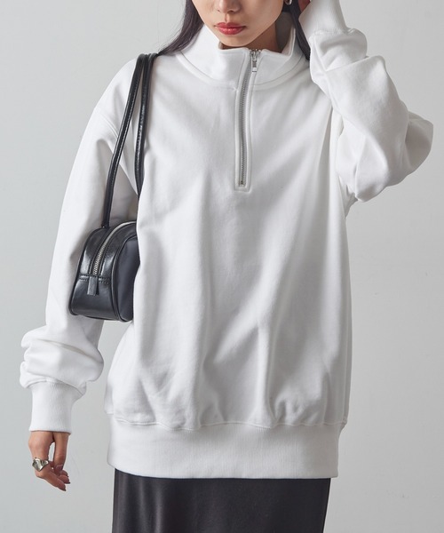 セール】【Cross＆Stitch】レギュラーウェイトハーフジップスウェット