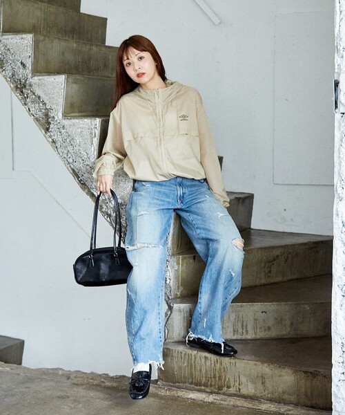 UMBRO（アンブロ）の「UMBRO × PUBLUX/アンブロ ワンポイント刺繍 シアーブルゾン　限定展開（ブルゾン・レディース・ベージュ/グレー・ﾌﾘ-）」の19枚目の写真