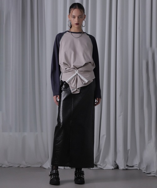 ROSE BUD（ローズバッド）の「(CREOLME)パテントレザーライクスカート（スカート・レディース・ブラック/ブラウン・S/M）」の3枚目の写真