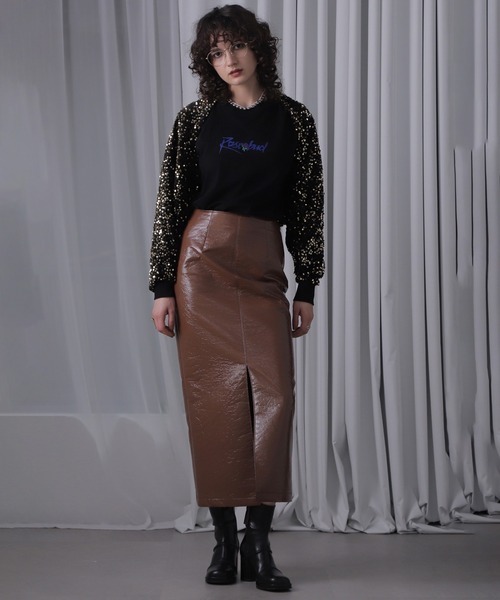 ROSE BUD（ローズバッド）の「(CREOLME)パテントレザーライクスカート（スカート・レディース・ブラック/ブラウン・S/M）」の11枚目の写真