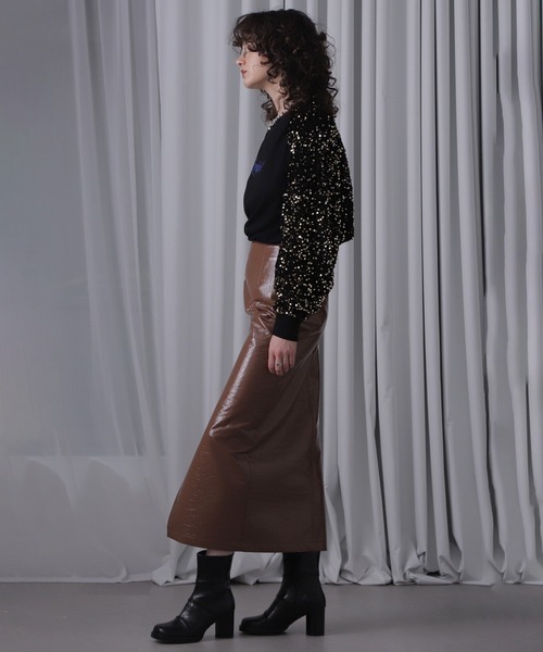 ROSE BUD（ローズバッド）の「(CREOLME)パテントレザーライクスカート（スカート・レディース・ブラック/ブラウン・S/M）」の12枚目の写真