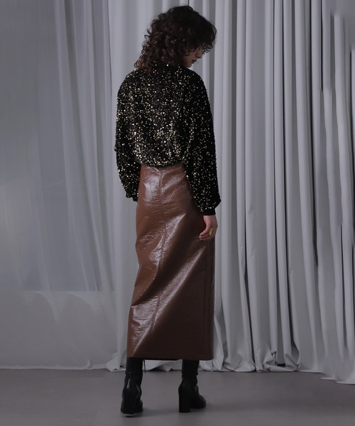 ROSE BUD（ローズバッド）の「(CREOLME)パテントレザーライクスカート（スカート・レディース・ブラック/ブラウン・S/M）」の13枚目の写真