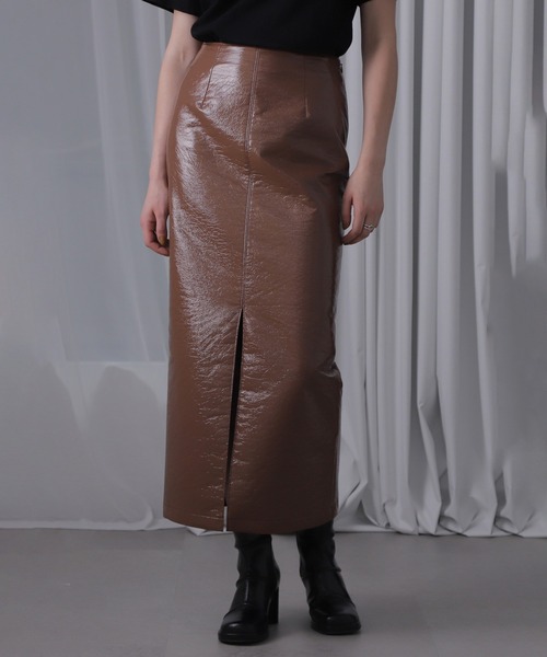 ROSE BUD（ローズバッド）の「(CREOLME)パテントレザーライクスカート（スカート・レディース・ブラック/ブラウン・S/M）」の14枚目の写真