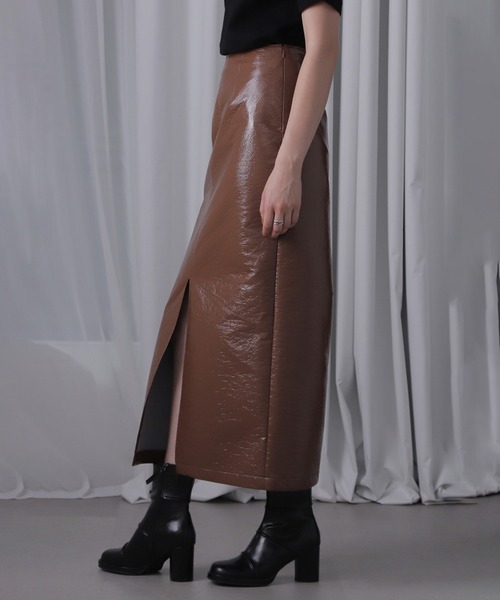 ROSE BUD（ローズバッド）の「(CREOLME)パテントレザーライクスカート（スカート・レディース・ブラック/ブラウン・S/M）」の15枚目の写真