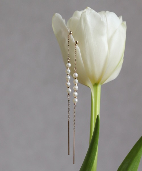 パール チェーン ピアス | K10YG（ピアス（両耳用））｜cui-cui