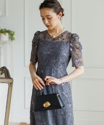 スパンコール刺繍レース ワンピースドレス