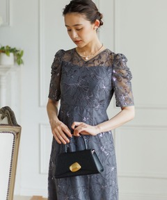 スパンコール刺繍レース ワンピースドレス