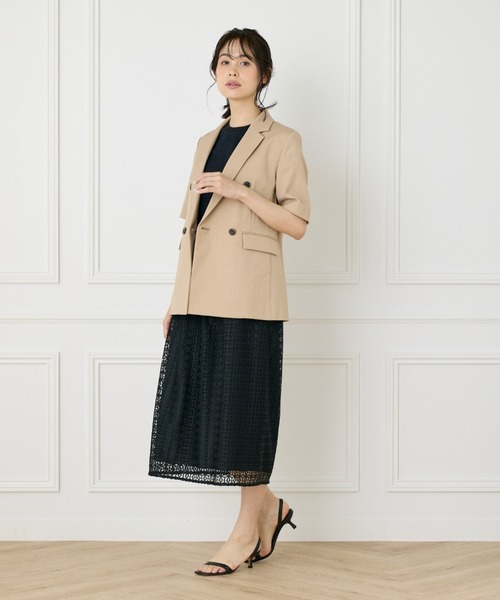 セール】綿麻オックスストレッチ ハーフスリーブジャケット