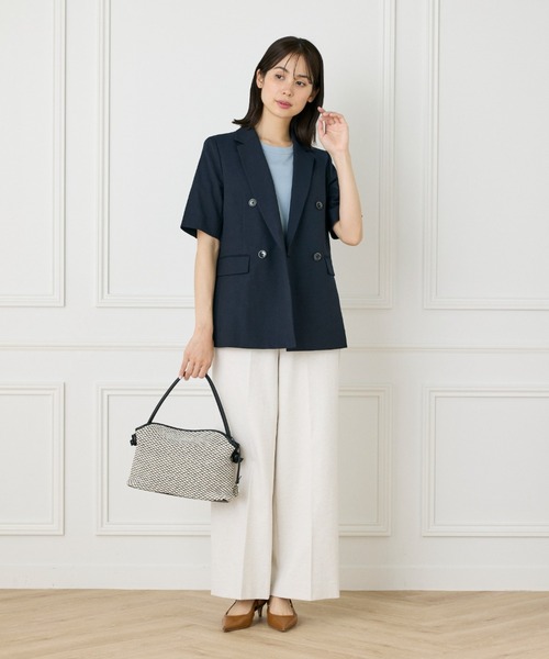 INED 綿麻オックス半袖ジャケット INED 綿麻オックス半袖ジャケット