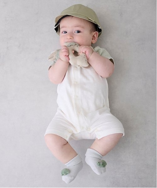 petit main（プティマイン）の「ラグランカバーオール（ロンパース・キッズ・ベージュ/ブルー系その他2/ライトグリーン・70cm/80ｃｍ）」の10枚目の写真