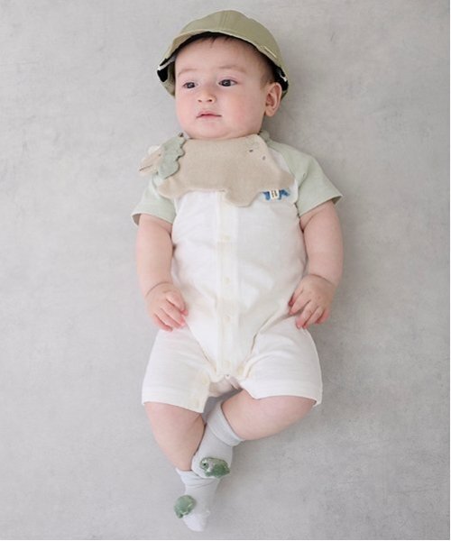 petit main（プティマイン）の「ラグランカバーオール（ロンパース・キッズ・ベージュ/ブルー系その他2/ライトグリーン・70cm/80ｃｍ）」の11枚目の写真